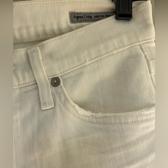 Citizens Of Humanity Agnes Crop Mid Rise Slim Straight Cream Off White Jeans 25 - Picture 3 of 7